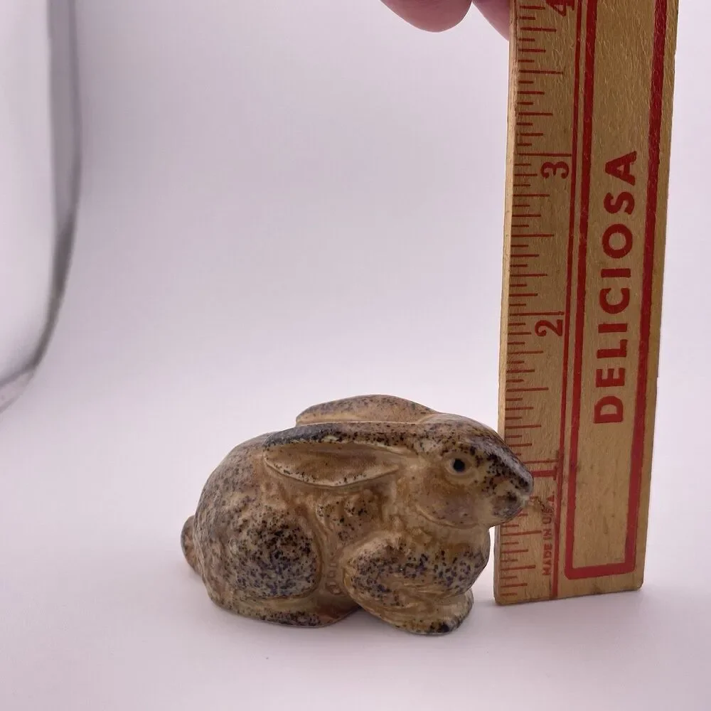 Miniature Brown Speckled Bunny Rabbit Figurine Otagiri OMC Japan Vintage Ceramic